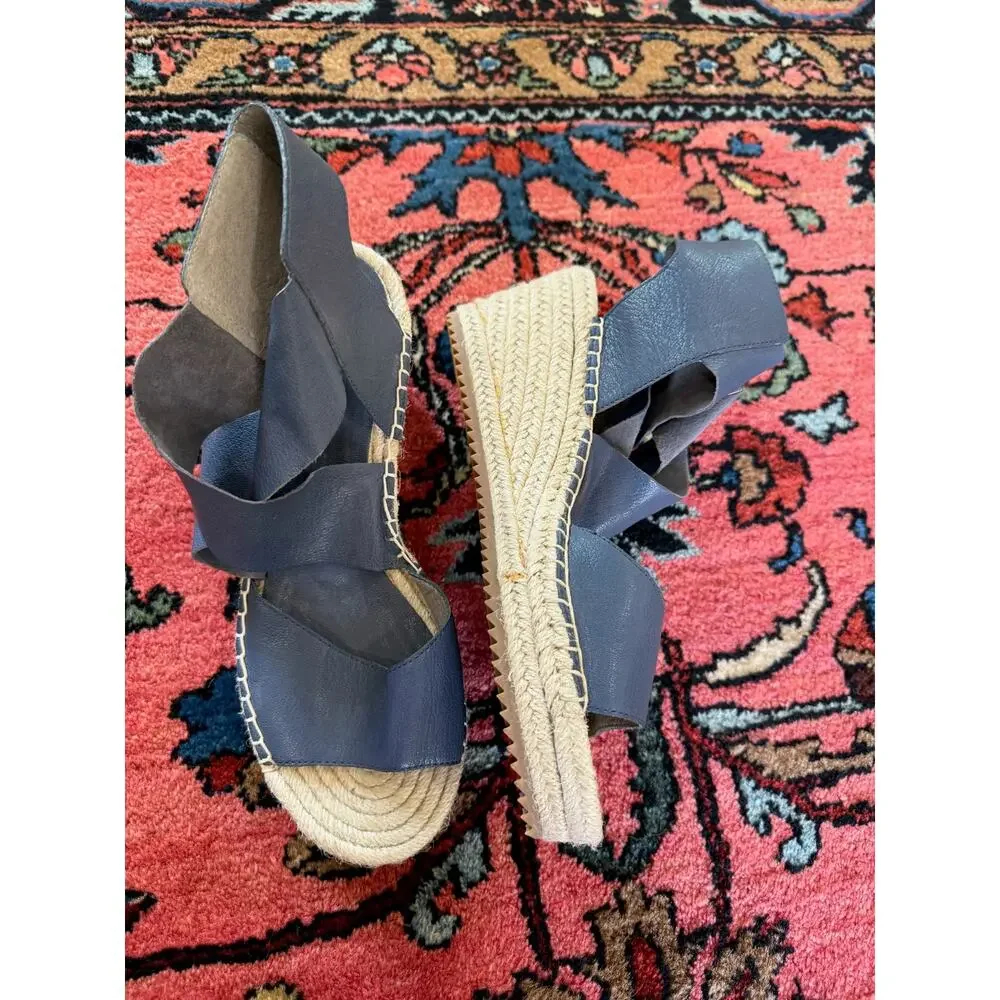 Eileen Fisher Women's 8.5 Willow Espadrilles sandals wedges nubuck leather Shoes